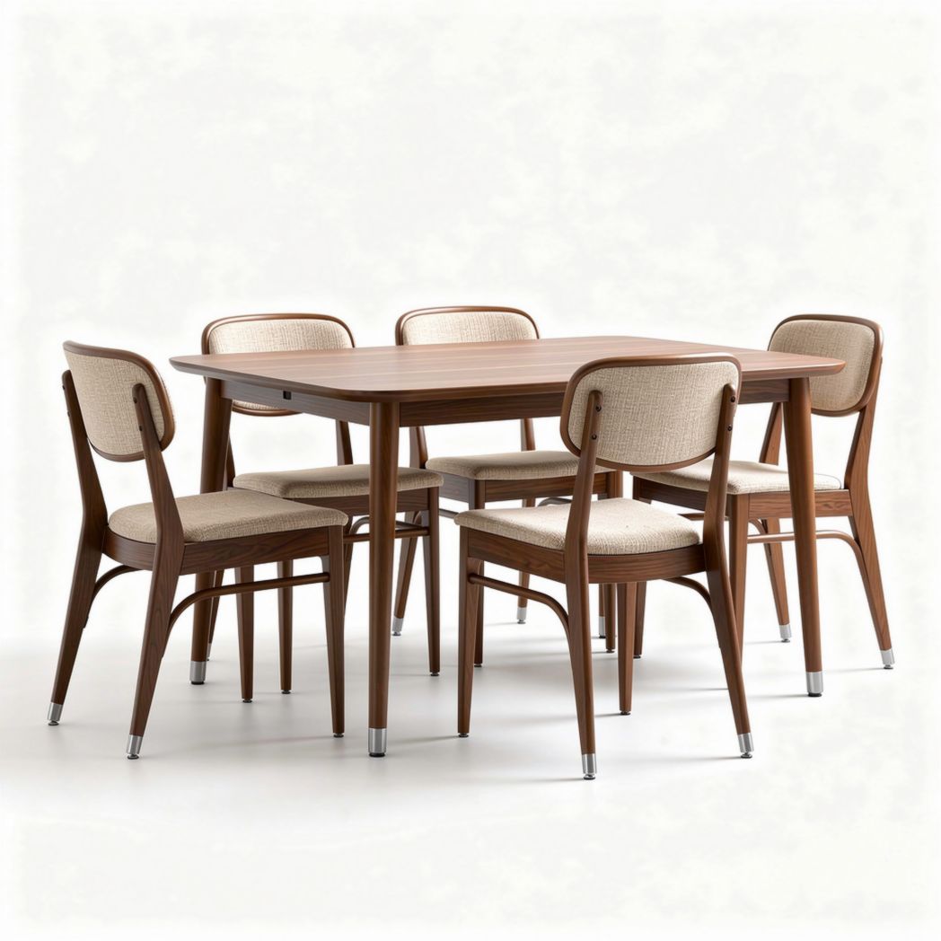 Eettafel van hout voor de eetkamer met zes stoelen - 120 x 80 x 75cm