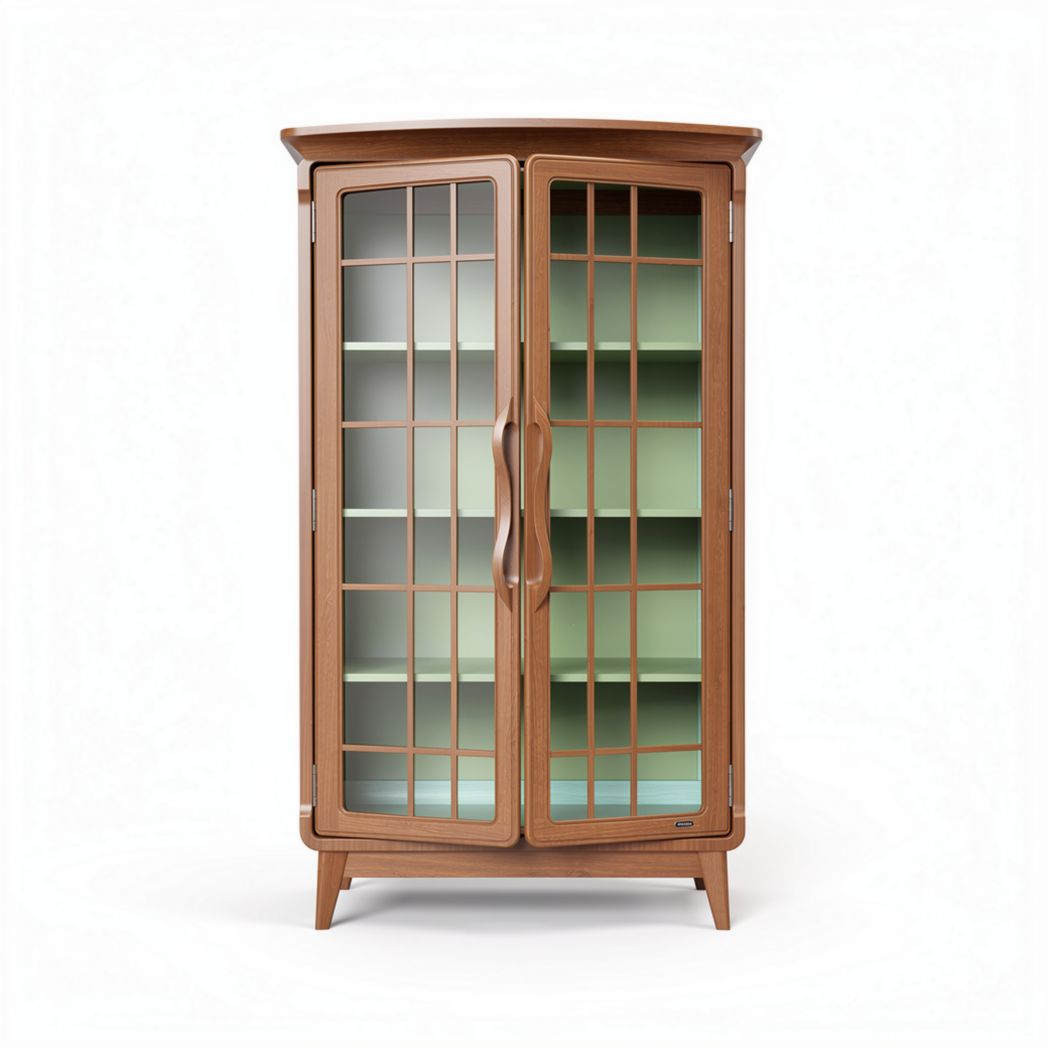 Vitrinekast van glas en hout voor de woonkamer - 80 x 40 x 150cm